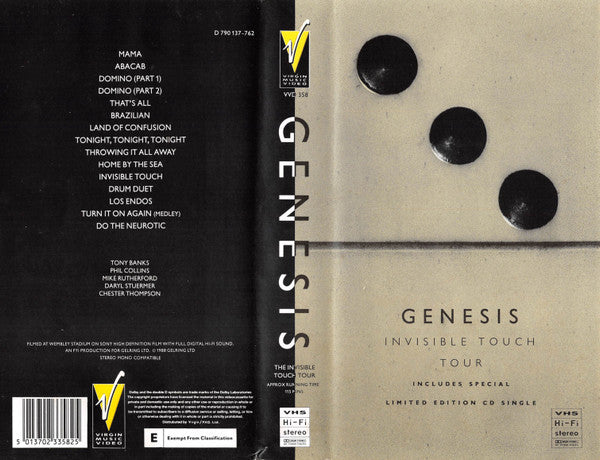 Buy Genesis : Invisible Touch Tour (VHS, Ltd, PAL + CD, Mini