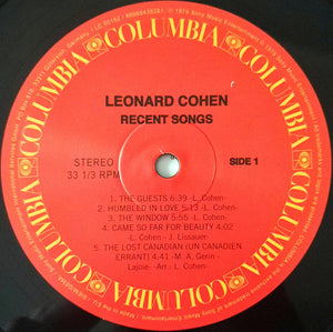 Leonard Cohen : Recent Songs (LP, Album, RE, 180)