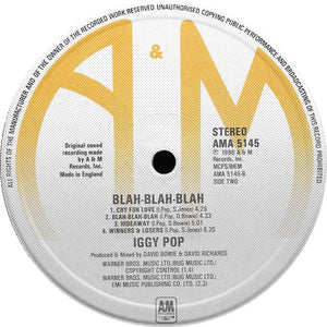 Iggy Pop : Blah-Blah-Blah (LP, Album)