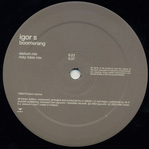 Igor S : Boomerang (12")