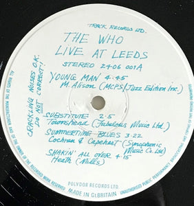 The Who : Live At Leeds (LP, Album, Blu)