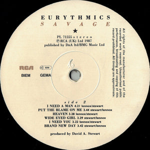 Eurythmics : Savage (LP, Album)