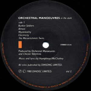 Orchestral Manoeuvres In The Dark : Orchestral Manoeuvres In The Dark (LP, Album, RE, RP)