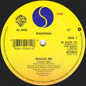 Madonna : Rescue Me (12", Single, Ltd, Pos)