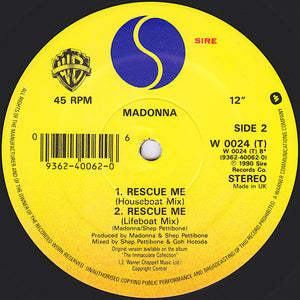 Madonna : Rescue Me (12", Single, Ltd, Pos)