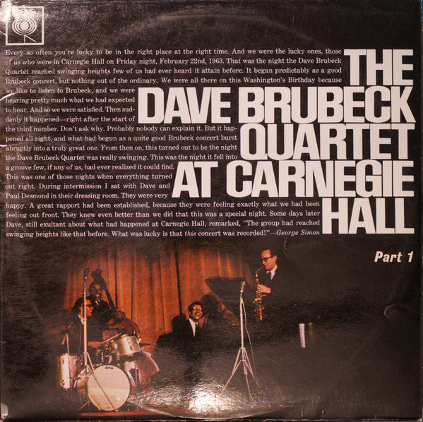 The Dave Brubeck Quartet : At Carnegie Hall (Part 1) (LP, Album, Mono)