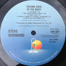 Load image into Gallery viewer, Steve Winwood : Talking Back To The Night (LP, Album, Blu)
