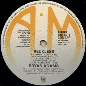 Bryan Adams : Reckless (LP, Album, RE)