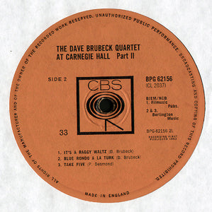 The Dave Brubeck Quartet : At Carnegie Hall (Part 2) (LP)