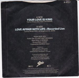 Sade : Your Love Is King (7", Single, Pap)