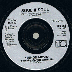 Soul II Soul : Keep On Movin (7", Single, Sil)