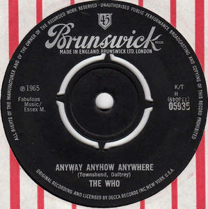 The Who : Anyway Anyhow Anywhere (7", Single)