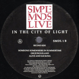 Simple Minds : Live In The City Of Light (2xLP, Album)