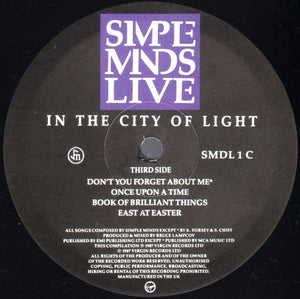 Simple Minds : Live In The City Of Light (2xLP, Album)