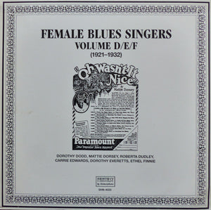 Various : Female Blues Singers Volume D/E/F (1921-1932) (LP, Comp, Mono)