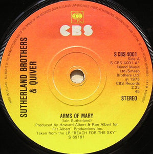 Sutherland Brothers & Quiver : Arms Of Mary (7", Single, Sol)