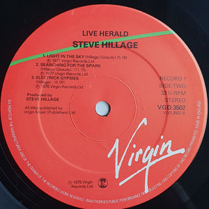 Steve Hillage : Live Herald (2xLP, Album, Gat)