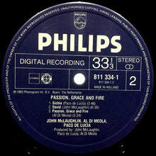 Load image into Gallery viewer, John McLaughlin, Al Di Meola, Paco De Lucia* : Passion, Grace &amp; Fire (LP, Album)
