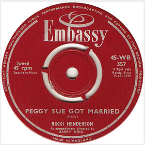Rikki Henderson : Peggy Sue Got Married / The Three Bells (7", Single)