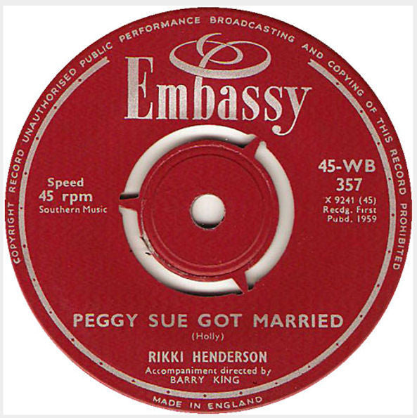 Rikki Henderson : Peggy Sue Got Married / The Three Bells (7
