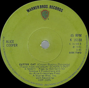 Alice Cooper : School's Out / Gutter Cat (7", Single, Sol)