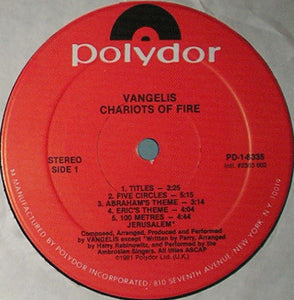 Vangelis : Chariots Of Fire (LP, Album, 53 )