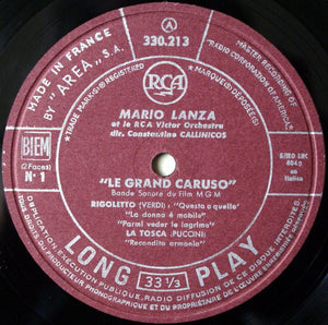 Mario Lanza : Le Grand Caruso (10", Album, Mono, Red)