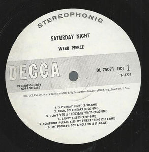 Webb Pierce : Saturday Night (LP, Album, Promo)