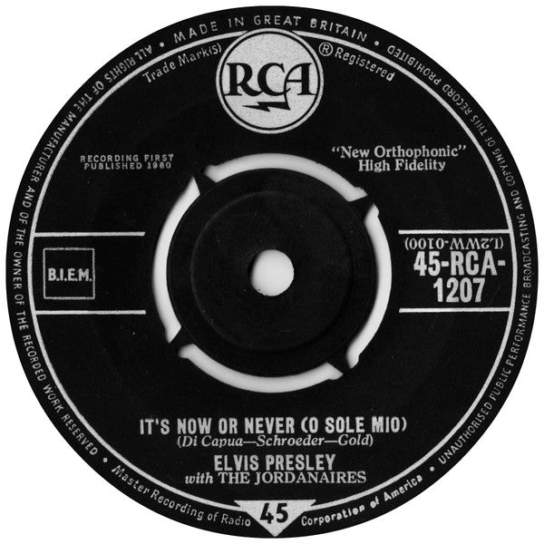 Elvis Presley With The Jordanaires : It's Now Or Never (O Sole Mio) (7